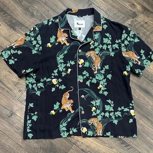 NWOT Tombolo "Crouching Tiger, Hidden Beverage" black cabana shirt size XXL